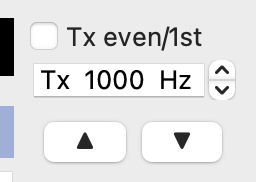 Screenshot from WSJT-X, showing a checkbox labeled, "Tx even/1st"